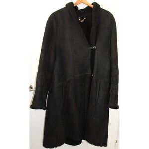 Womens Leathercraft Soft warm suede Sherpa Coat Jacket real fur Leather